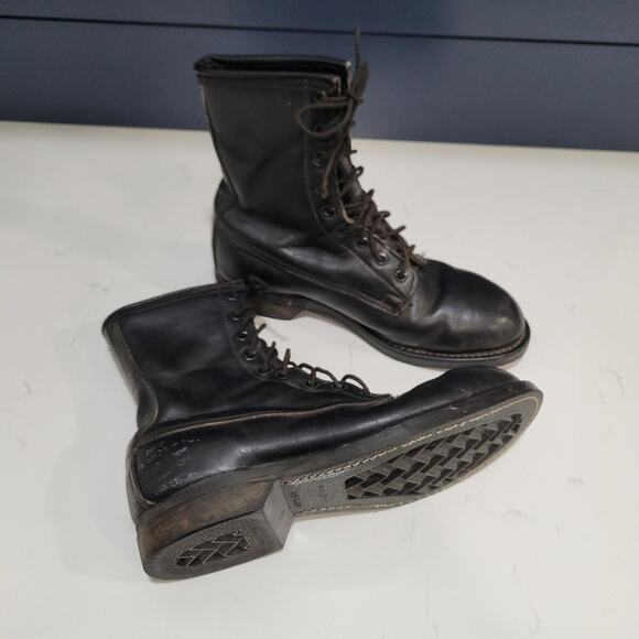 Vintage Addison Shoe Company Steel Toe Leather Boots Men's 5.5 Woman's 7… - Picture 1 of 14